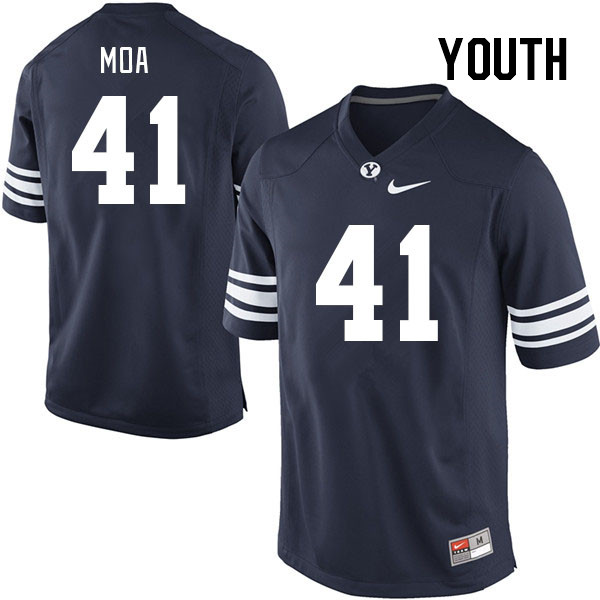 Youth #41 Sione Moa BYU Cougars College Football Jerseys Stitched Sale-Navy